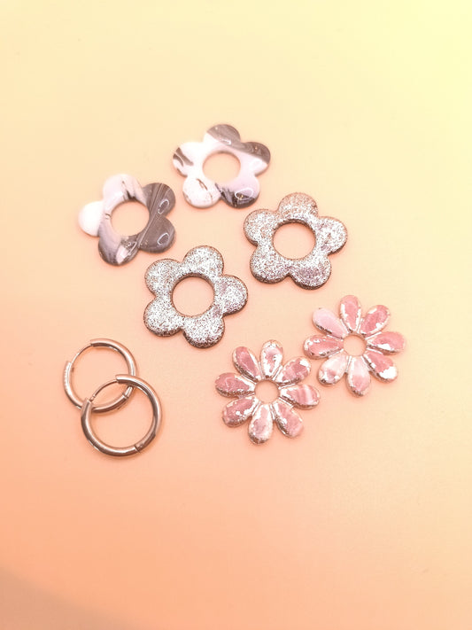 Lot de 3 interchangeables + créoles + macaron