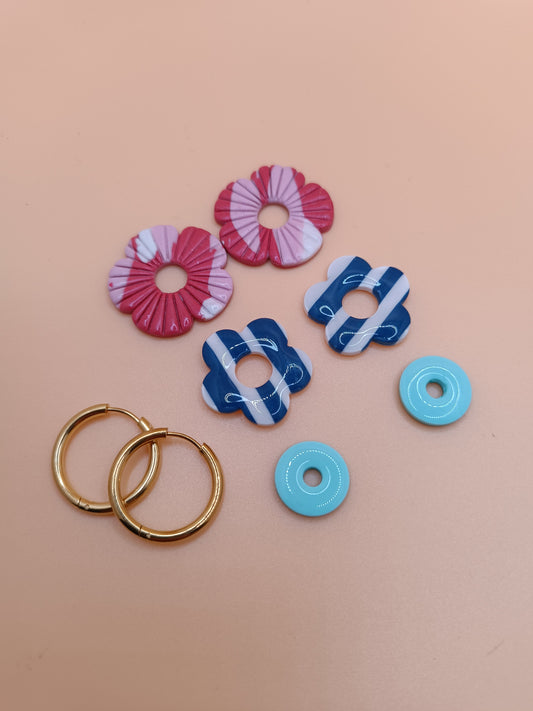 Lot de 3 interchangeables + créoles + macaron