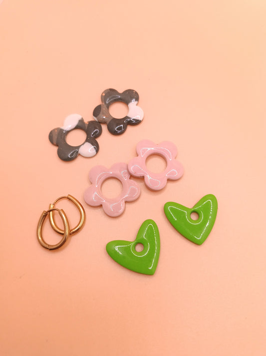 Lot de 3 interchangeables + créoles + macaron