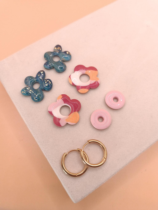 Lot de 3 interchangeables + créoles + macaron