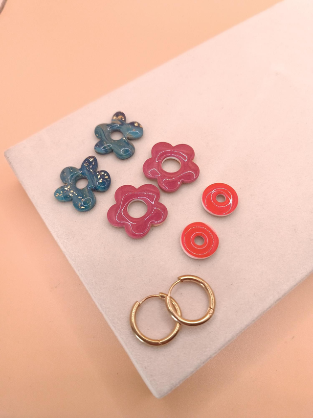 Lot de 3 interchangeables + créoles + macaron